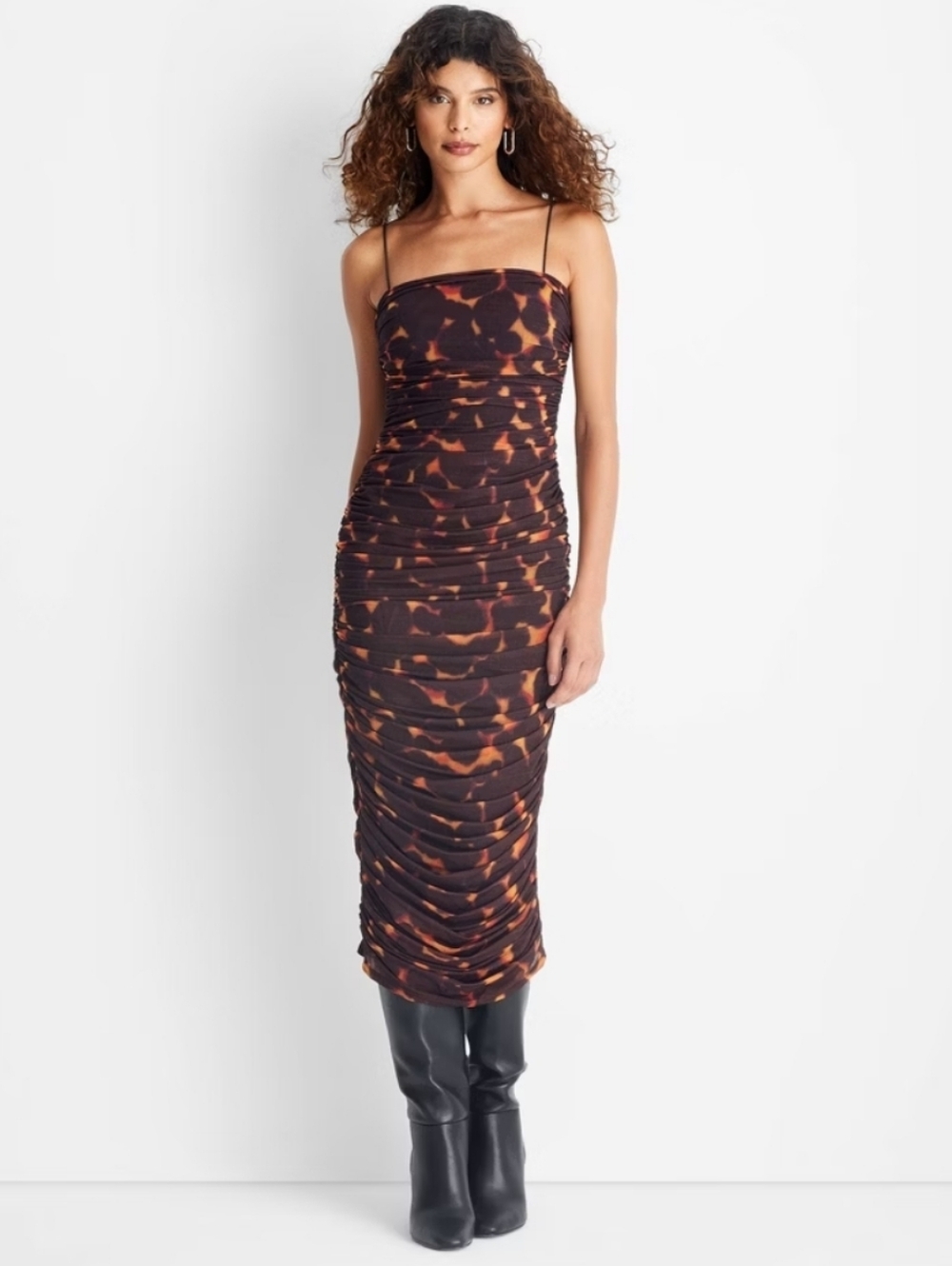 Women's Sleeveless Sheer Midi Dress - Future Collective Black Tortoise M